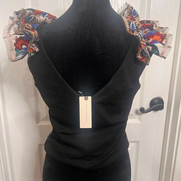 Anthropologie Peachypeach Embroidered Floral Ruffle Sleeve Top Size Small NWT‎ - Picture 10 of 11